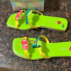 Smitten by Michael Simon Lime Sandals with Cherry and Leaf Accents